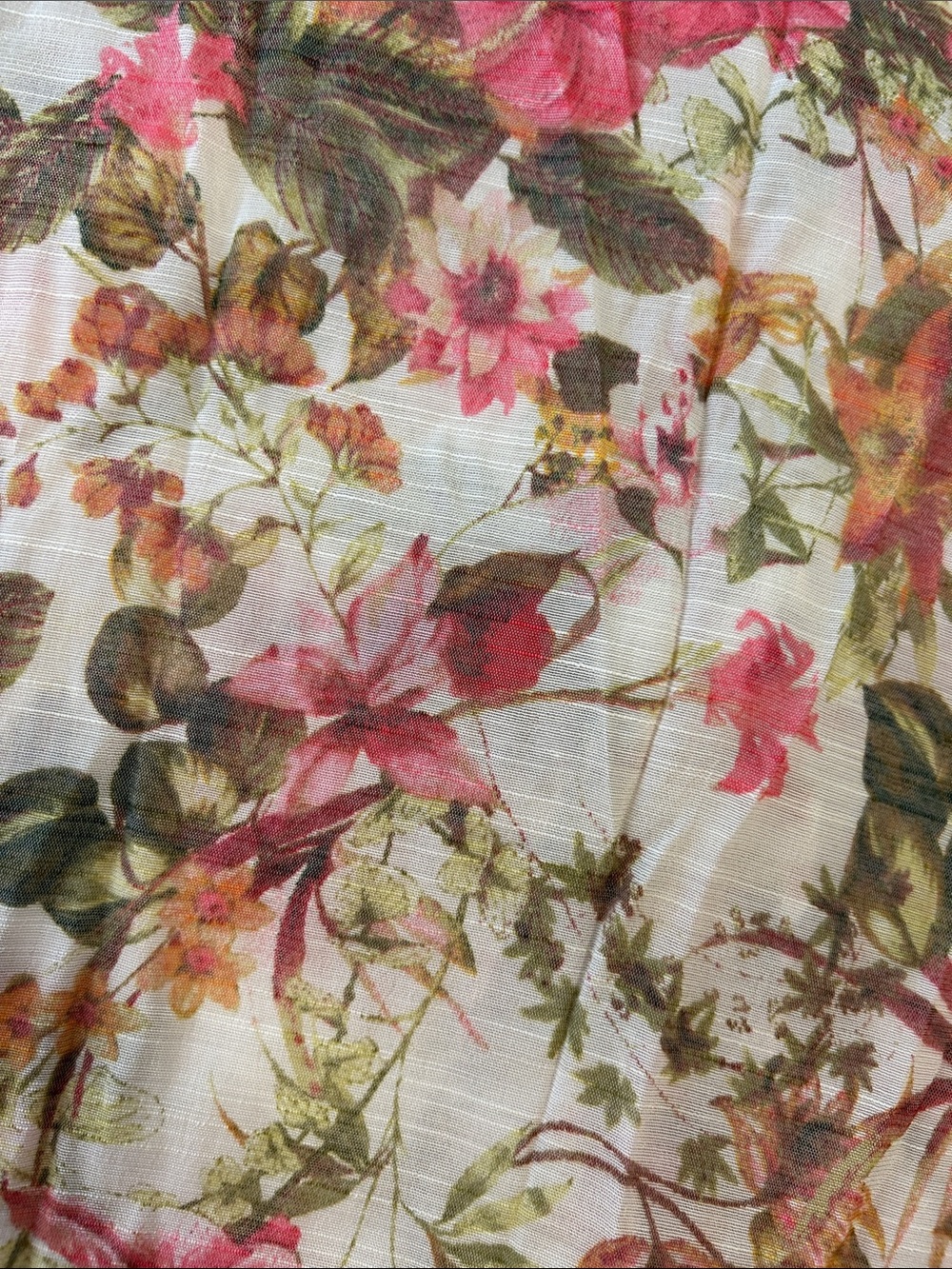 Rose & Olive Sheer Floral Tie-Front Blouse in Pink and Green - Picture 6 of 6